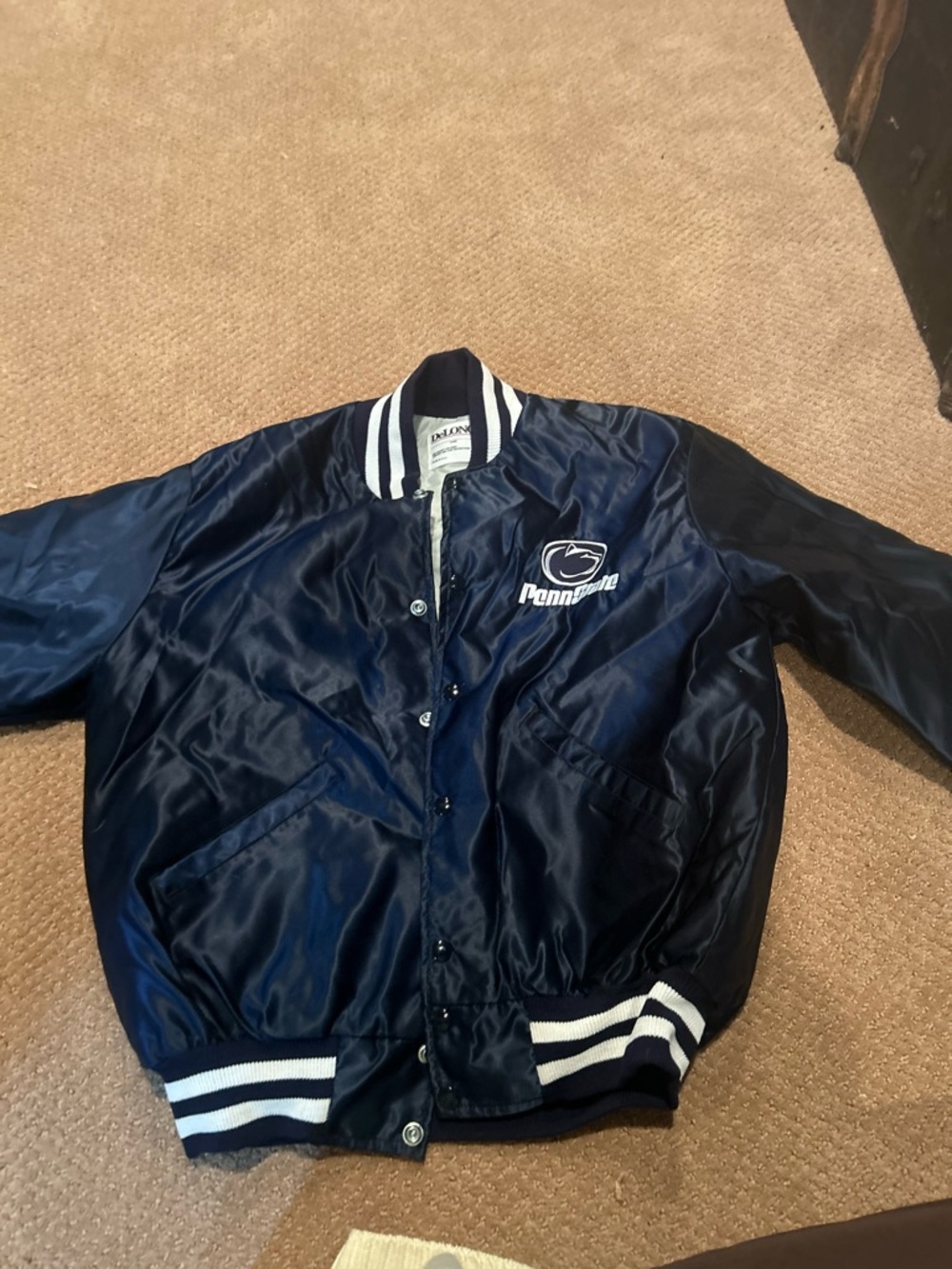 Navy Satin Penn State Bomber Jacket